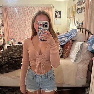 xxs light pink hollister cinched long sleeve